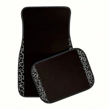 4pcs/2pcs Black Leopard Print Car Floor Mats, Made Of Anti-Slip Polyester Fiber, Suitable For Sedan, SUV, Truck And Other Vehicle Interiors, Auto Accessories