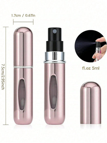 4pcs 5ml Refillable Perfume Bottles, Mini Portable Aluminum Spray Bottles, Perfume Bottles, Travel Containers, Travel Essentials, Travel, Soap Dispenser, Vacation Essentials, Water Bottles, Mini Gadge