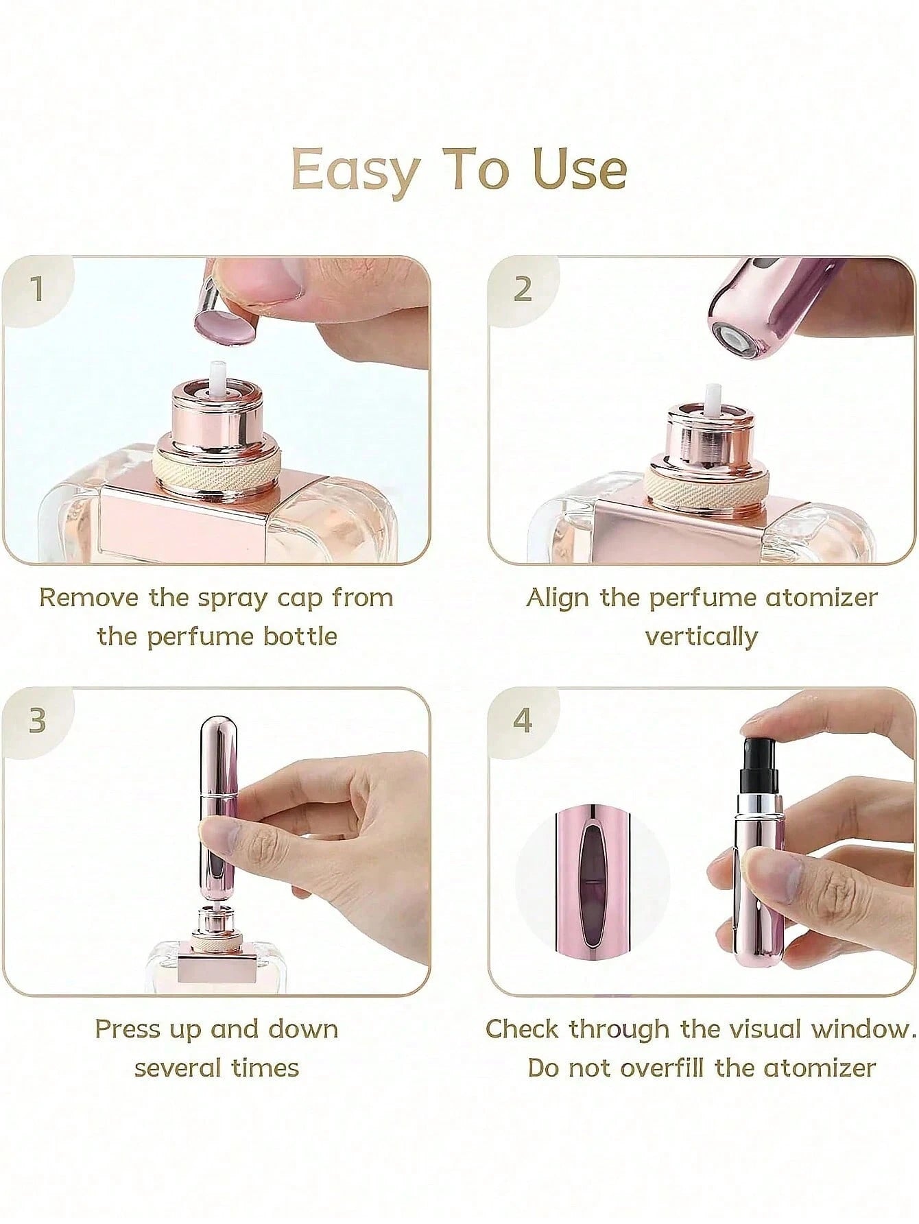 4pcs 5ml Refillable Perfume Bottles, Mini Portable Aluminum Spray Bottles, Perfume Bottles, Travel Containers, Travel Essentials, Travel, Soap Dispenser, Vacation Essentials, Water Bottles, Mini Gadge