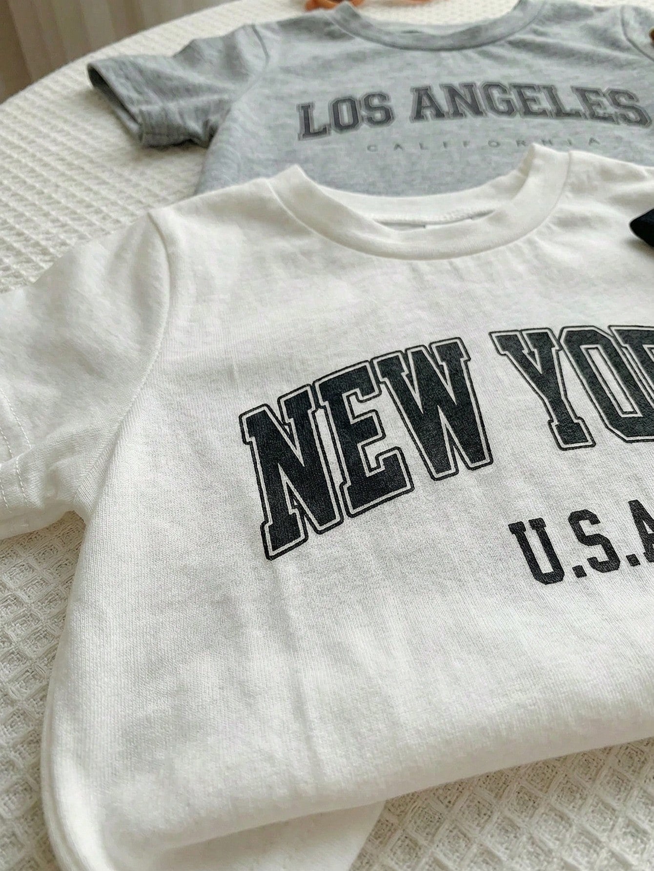 4pcs Baby Boy/Girl Casual Everyday Sports Loose Letter Graphic Round Neck Short Sleeve T-Shirts,White,Summer,Carrer Day,School,Back-To-School,Outings