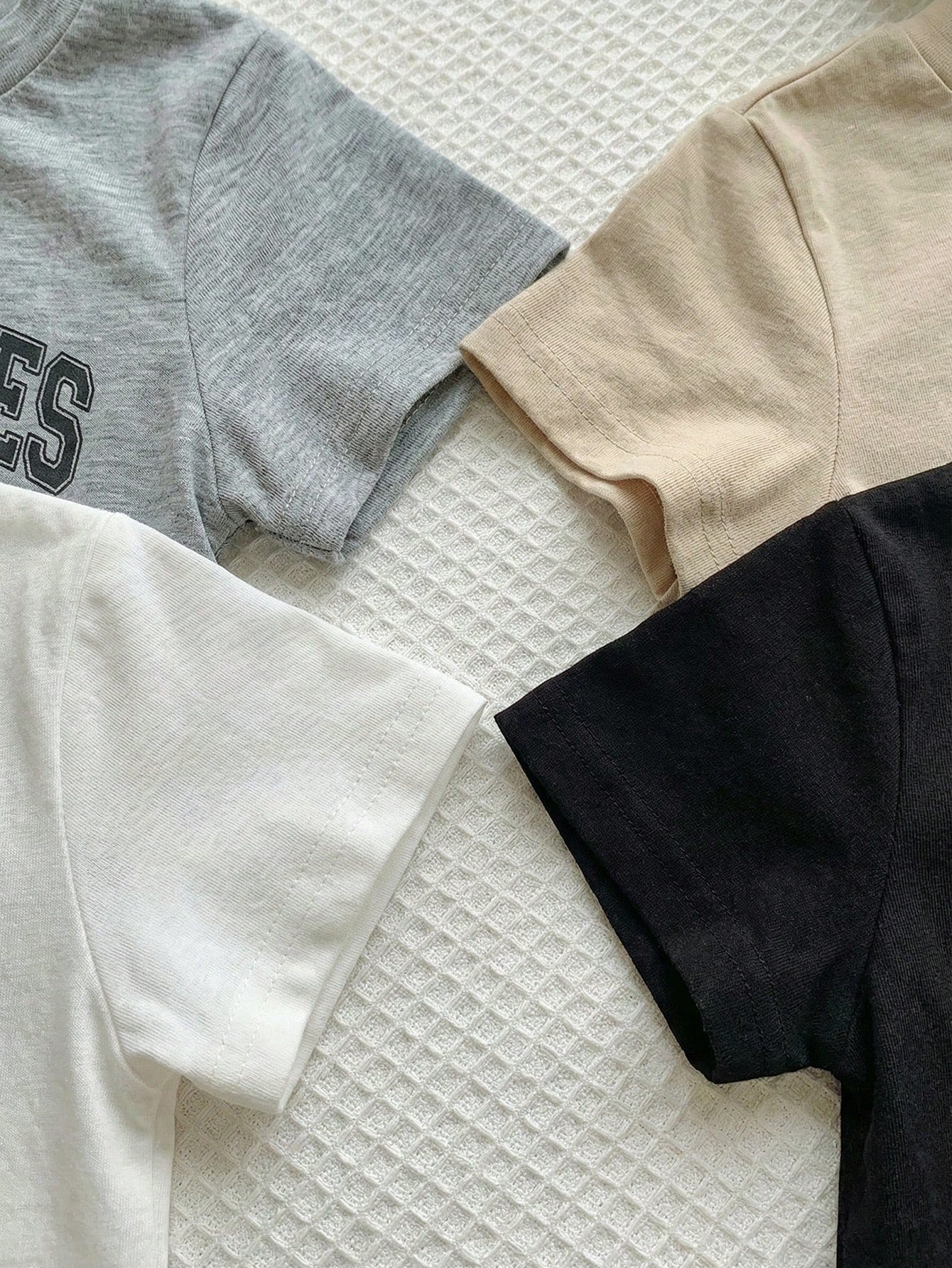 4pcs Baby Boy/Girl Casual Everyday Sports Loose Letter Graphic Round Neck Short Sleeve T-Shirts,White,Summer,Carrer Day,School,Back-To-School,Outings