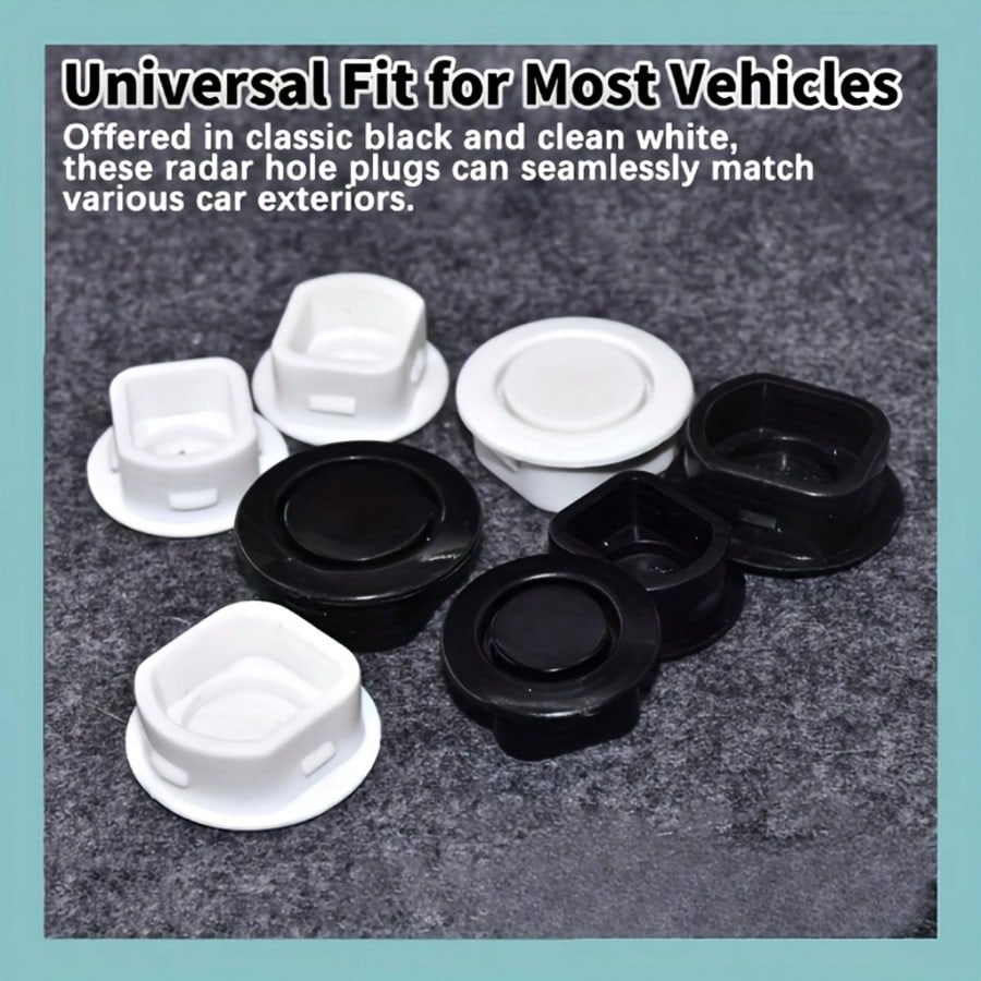 4pcs Black & White Car Bumper Radar Protector Covers, Effective Protection, Compatible With Multiple Car Models
