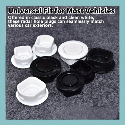 4pcs Black & White Car Bumper Radar Protector Covers, Effective Protection, Compatible With Multiple Car Models