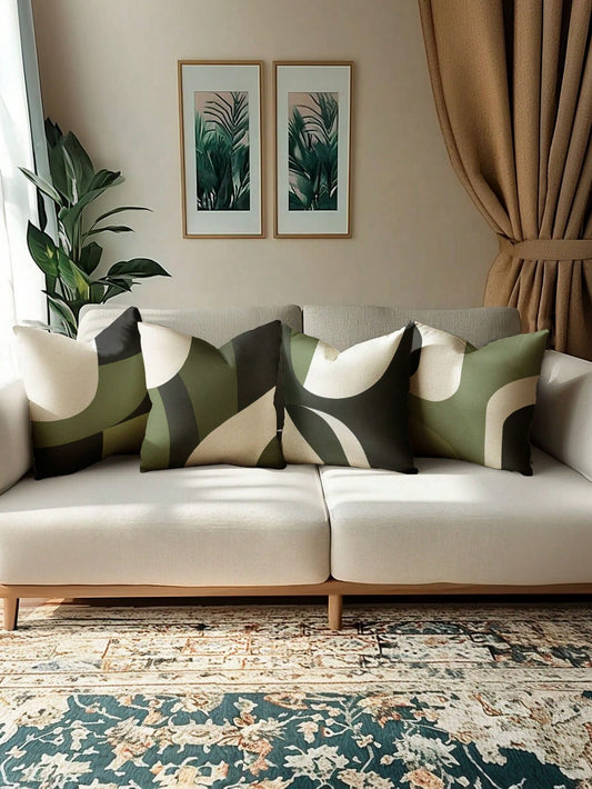 4pcs,Bohemian Classic Style Pillow Covers,Bohemian Abstract Geometric Style Cushion Covers,Zipper Closure,Washable And Reusable,Home Decor,Sofa Decor Cushion Covers,Suitable For Bedroom,Living Room,So