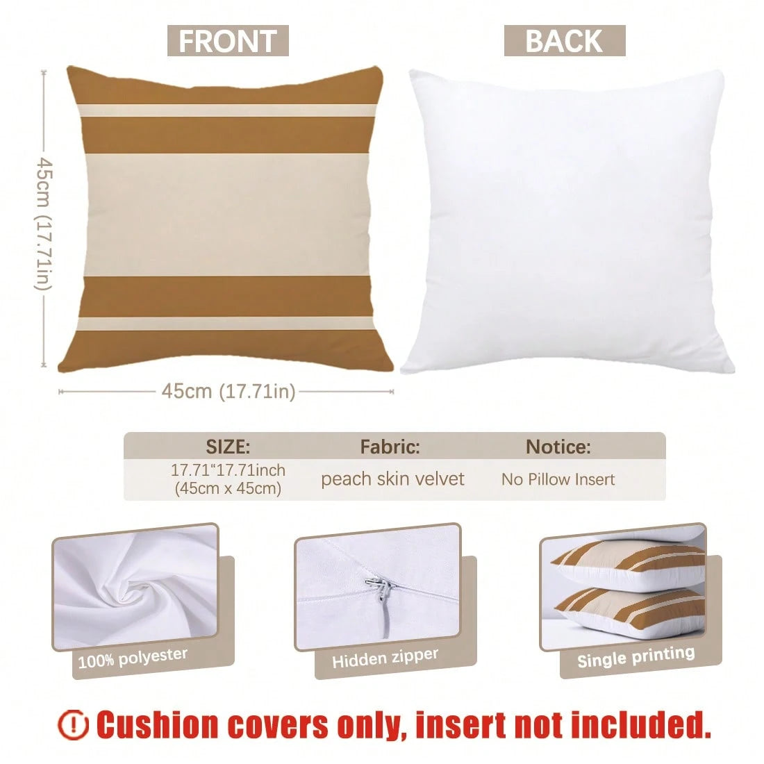 4pcs Bohemian Morandi Color Block Striped Botanical Print Pillow Covers [No Pillow Insert], 40*40cm/45*45cm/50*50cm, [Single-Sided Printing] Made Of Polyester Material, Autumn Color Palette Geometric