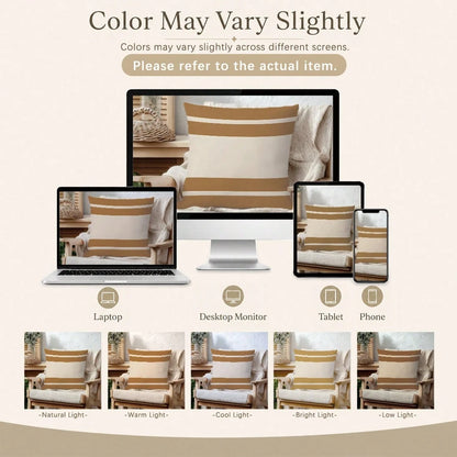4pcs Bohemian Morandi Color Block Striped Botanical Print Pillow Covers [No Pillow Insert], 40*40cm/45*45cm/50*50cm, [Single-Sided Printing] Made Of Polyester Material, Autumn Color Palette Geometric