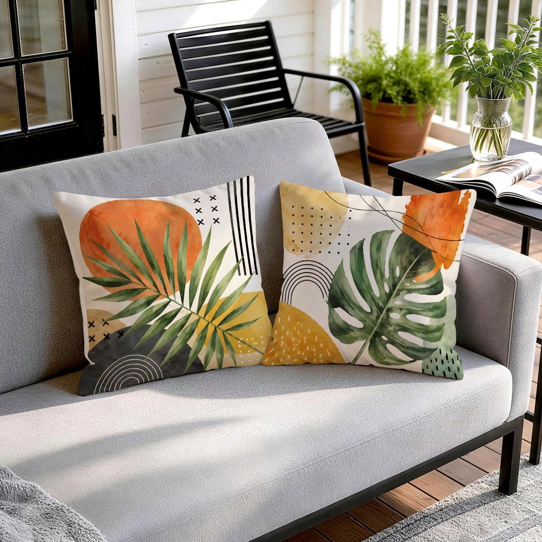 4pcs Bohemian Tropical Plant Pattern Single-Sided Printed Throw Pillow Covers/Cushion Covers, Multi-Scene Atmosphere Decorative Pillow Covers Suitable For Living Room Sofa Bedroom, Without Pillow Inse