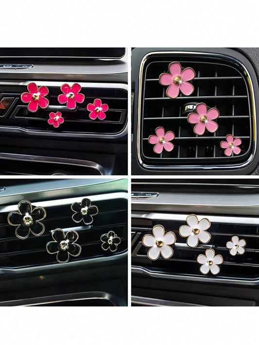 4pcs Car Air Vent Fragrance Clip, Floral Scented Decor Clip For Car Interior