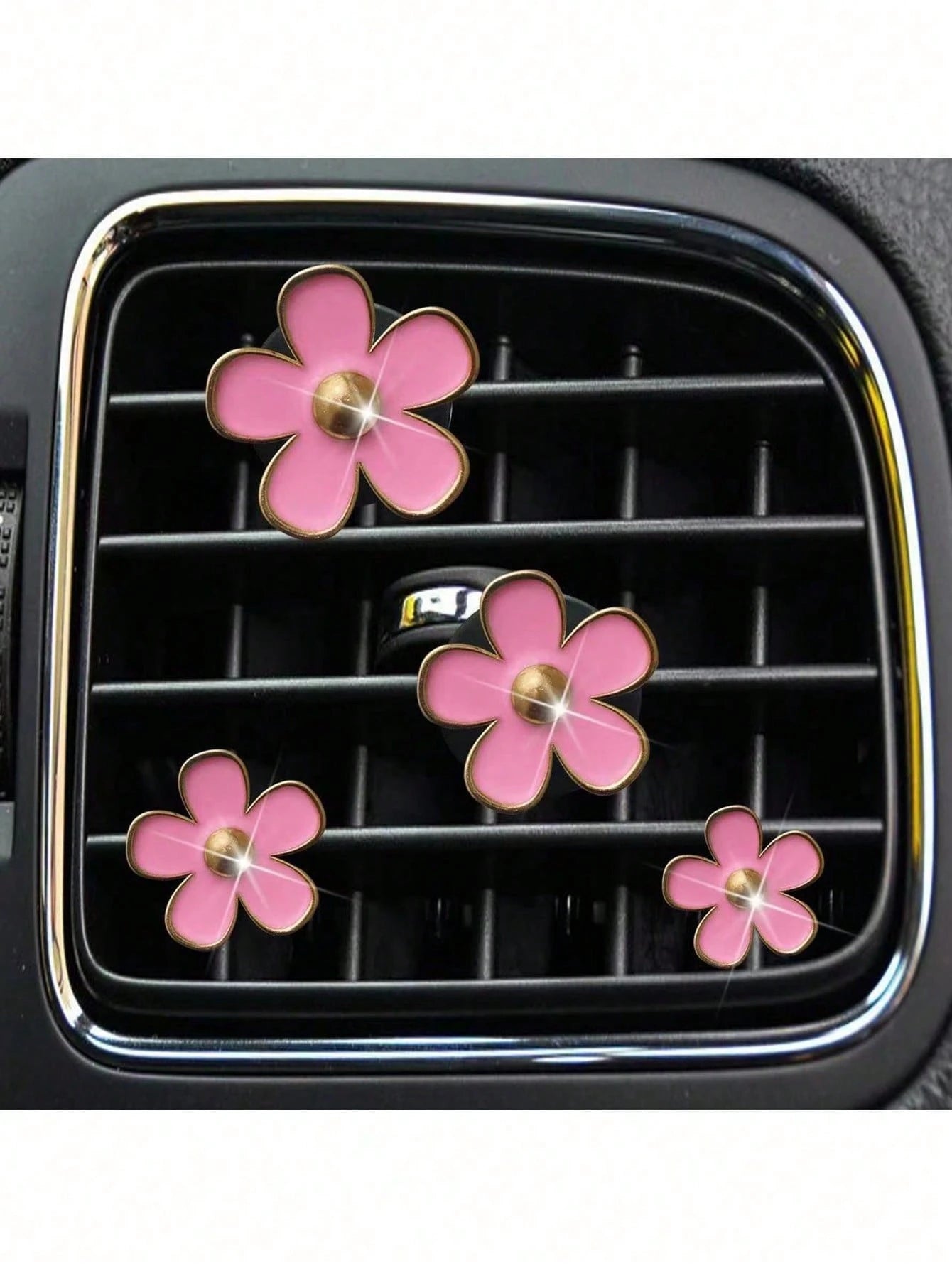 4pcs Car Air Vent Fragrance Clip, Floral Scented Decor Clip For Car Interior