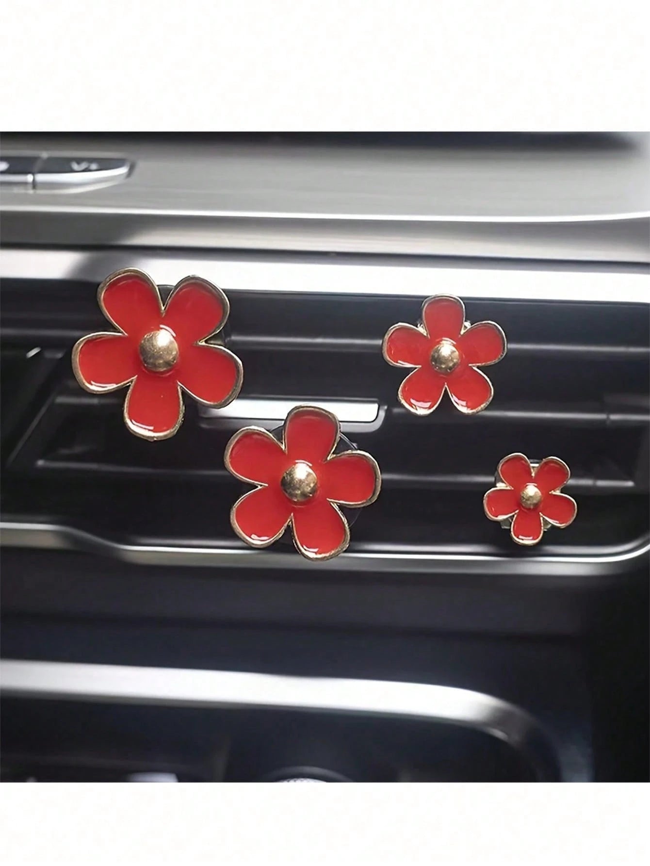 4pcs Car Air Vent Fragrance Clip, Floral Scented Decor Clip For Car Interior