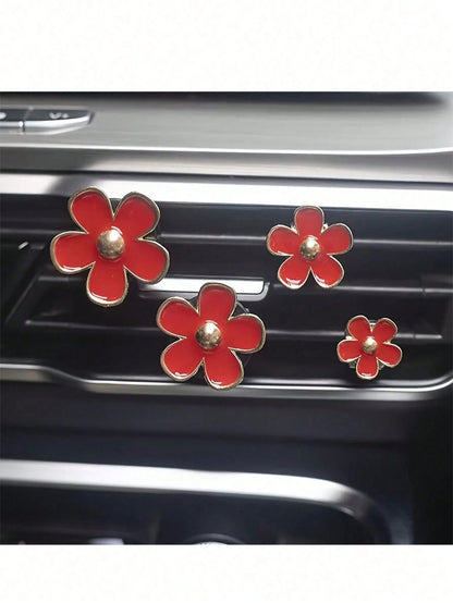 4pcs Car Air Vent Fragrance Clip, Floral Scented Decor Clip For Car Interior