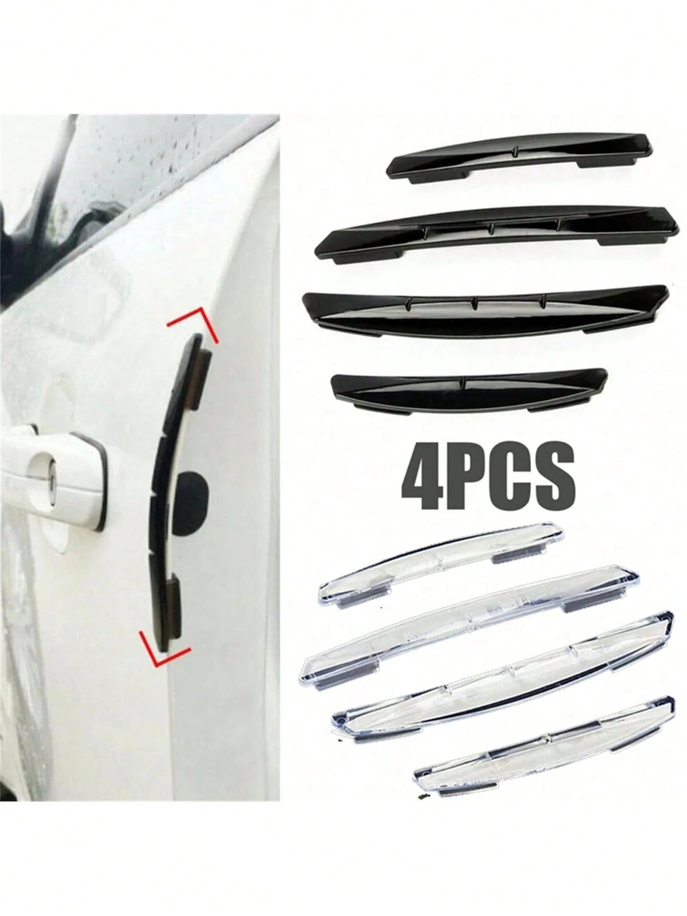 4pcs Car Sticker Door Edge Guard Strips Protector Anti-Scratch Decorative Strips Bumper Guard Universal Vehicle Protection