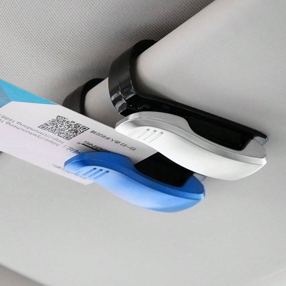 4Pcs Car Sun Visor Fashion Glasses Holder- Clip-On Eyeglass Hook With Bill/ Card Clip, Universal Organizer For Glasses, Parking Tickets & Documents, Perfect Car Interior Accessory