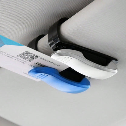 4Pcs Car Sun Visor Fashion Glasses Holder- Clip-On Eyeglass Hook With Bill/ Card Clip, Universal Organizer For Glasses, Parking Tickets & Documents, Perfect Car Interior Accessory