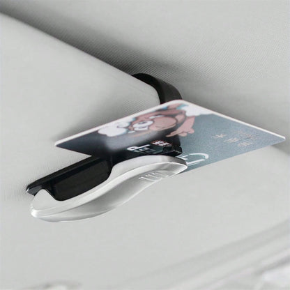 4Pcs Car Sun Visor Fashion Glasses Holder- Clip-On Eyeglass Hook With Bill/ Card Clip, Universal Organizer For Glasses, Parking Tickets & Documents, Perfect Car Interior Accessory