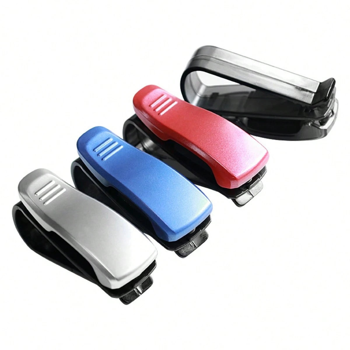 4Pcs Car Sun Visor Fashion Glasses Holder- Clip-On Eyeglass Hook With Bill/ Card Clip, Universal Organizer For Glasses, Parking Tickets & Documents, Perfect Car Interior Accessory
