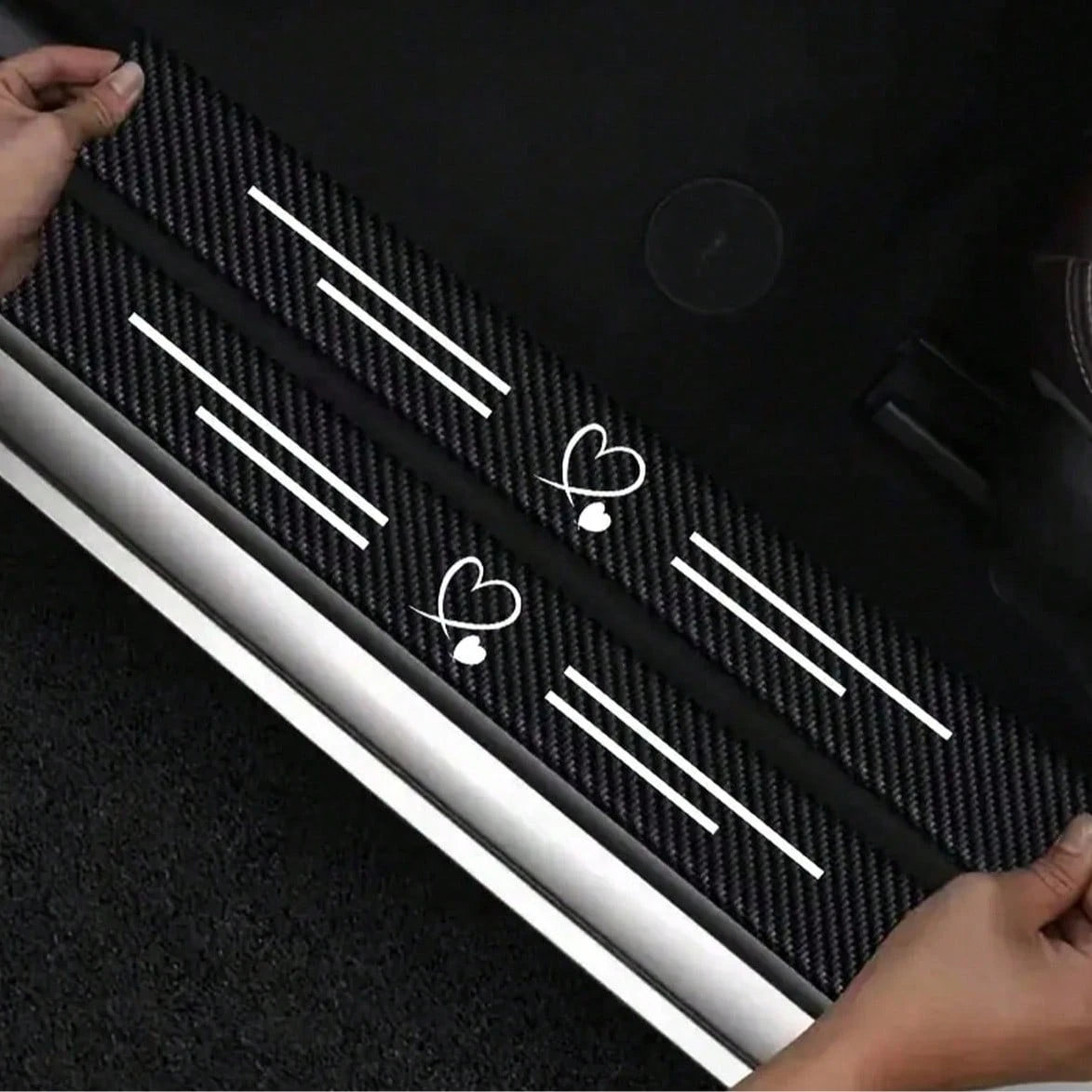 4pcs Carbon Fiber Car Door Sill Protectors, Self-Adhesive, Scratch-Proof & Waterproof. Universal For Sedans, SUVs, Trucks. Easy To Fit, Anti-Collision Door Threshold Decorative Strips For Car Interior