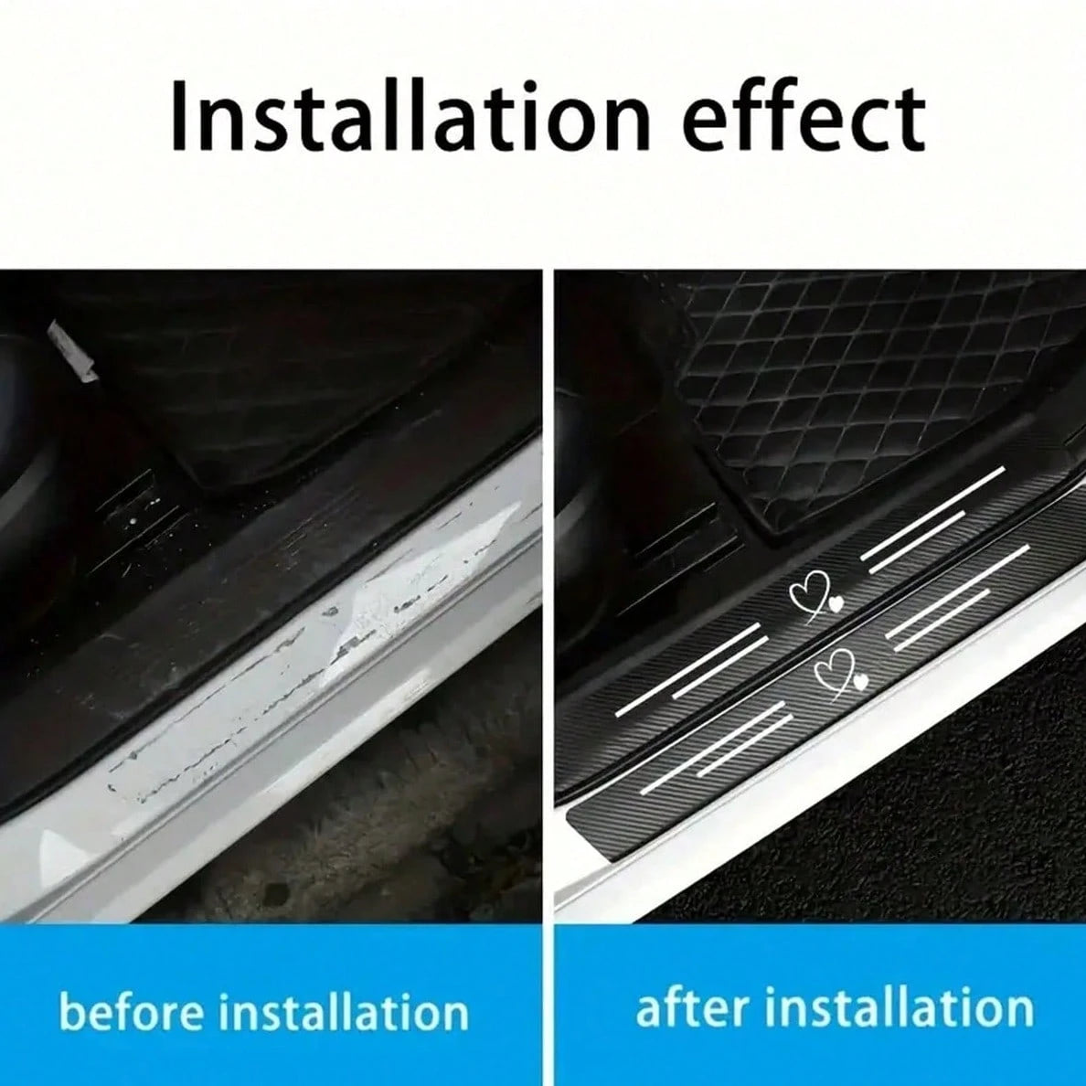 4pcs Carbon Fiber Car Door Sill Protectors, Self-Adhesive, Scratch-Proof & Waterproof. Universal For Sedans, SUVs, Trucks. Easy To Fit, Anti-Collision Door Threshold Decorative Strips For Car Interior