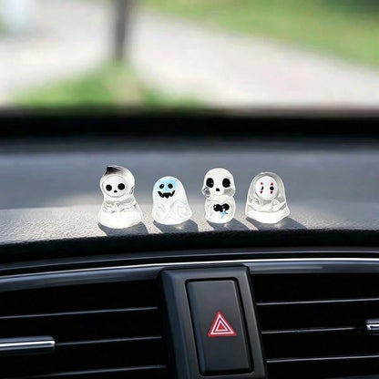 4pcs Creative Cute Transparent Ghost Car Dashboard Desktop Ornament DIY Car Interior Office Desk Computer Screen Decor Accessories