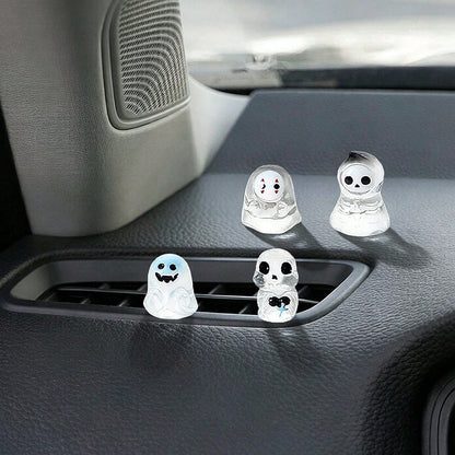 4pcs Creative Cute Transparent Ghost Car Dashboard Desktop Ornament DIY Car Interior Office Desk Computer Screen Decor Accessories