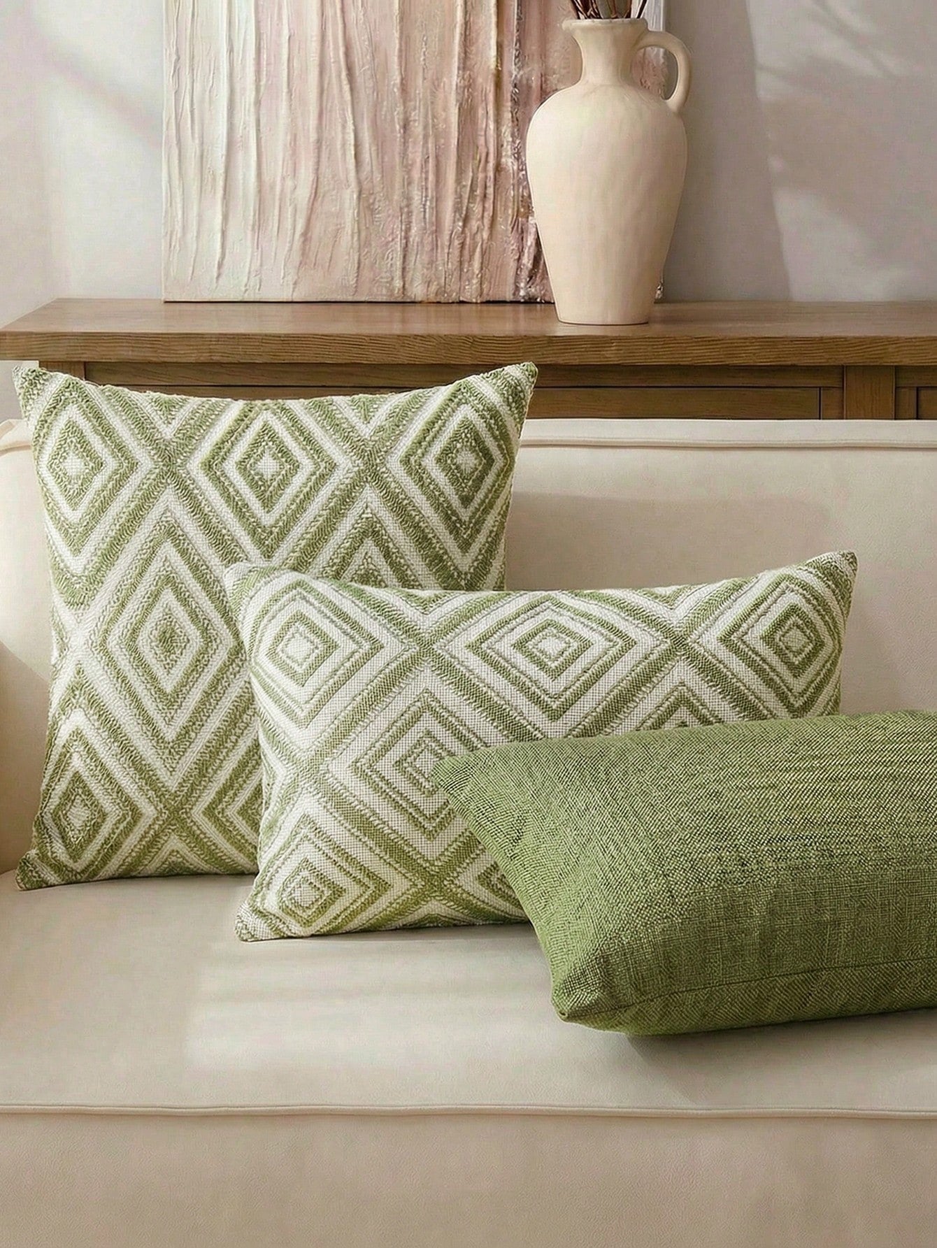 4pcs Decorative Pillow Covers, Geometric Pattern, 100% Hypoallergenic Polyester Fiber Cushion Covers, Vintage Linen Material, Hidden Zipper, Machine Washable, Minimalist Modern Line Design, Zipper Clo