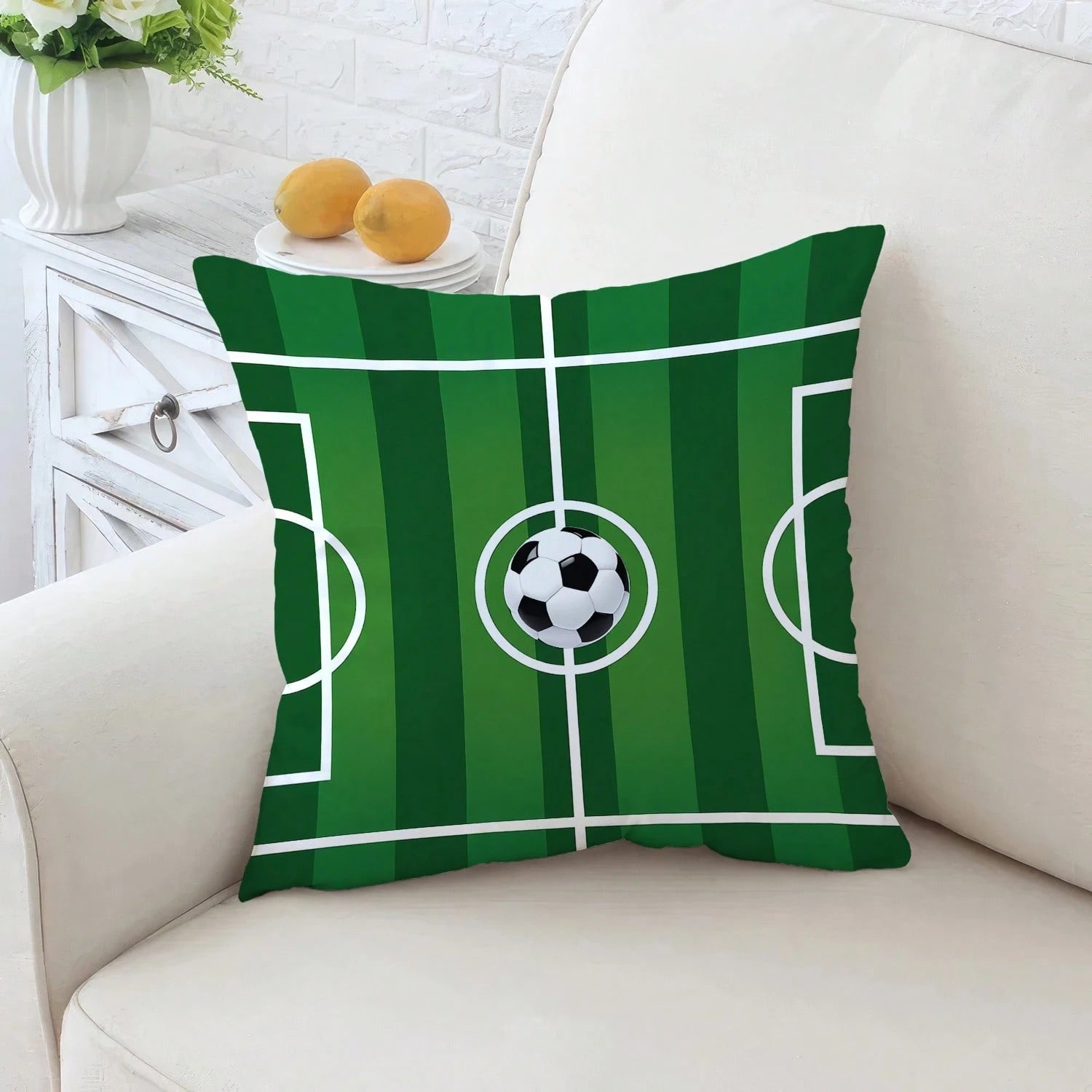 4pcs Football Field Printed Throw Pillow Covers, World Cup- Soft & Comfortable Polyester Cushion Covers, 45x45cm (17.72x17.72inch), Zipper Closure, Machine Washable, Suitable For Home Decor, Living R