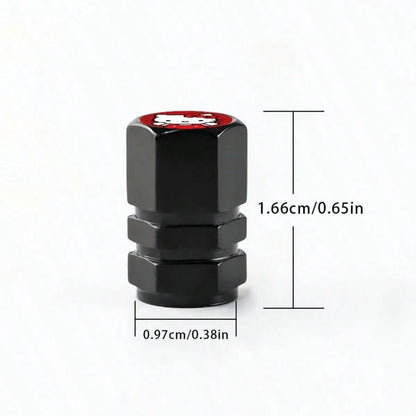4pcs Sanrio Hello Kitty Tire Valve Stem Caps, Leak-Proof Stainless Steel Metal Caps, Suitable For Cars, Motorcycles And Bicycles, Dust-Proof Valve Stem Caps, Durable And Lightweight Wheel Accessories