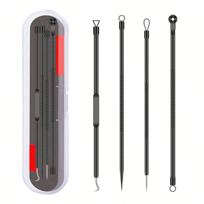 4pcs/Set Acne Removal Kit, Blackhead Remover Tool Set, Pimple Extractor, Blemish Treatment, Clean Pores, Needle/Hook,Blackhead Remover,Beauty,Skin Care Products,Spa,Self Care,Skin Care Tools,Face Care