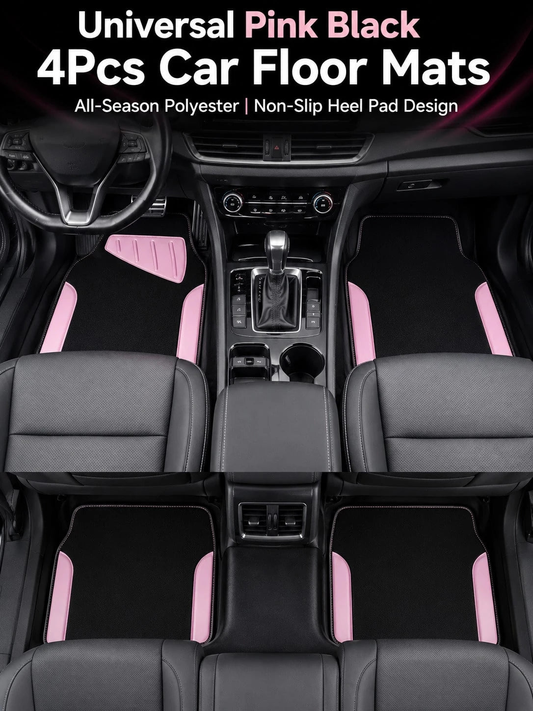 4pcs Set Patterned Car Floor Mats, Simple & Fashionable, Washable, Interior Protection, Suitable For Sedan, Hatchback And SUV, All-Season Use, Essential For Car Owners
