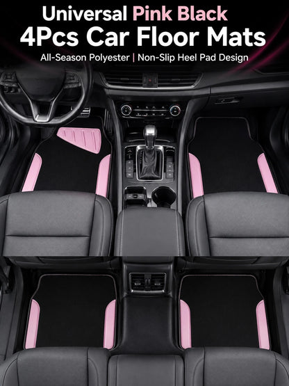4pcs Set Patterned Car Floor Mats, Simple & Fashionable, Washable, Interior Protection, Suitable For Sedan, Hatchback And SUV, All-Season Use, Essential For Car Owners