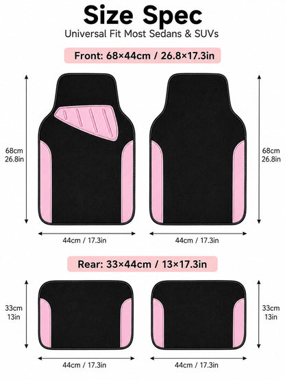4pcs Set Patterned Car Floor Mats, Simple & Fashionable, Washable, Interior Protection, Suitable For Sedan, Hatchback And SUV, All-Season Use, Essential For Car Owners