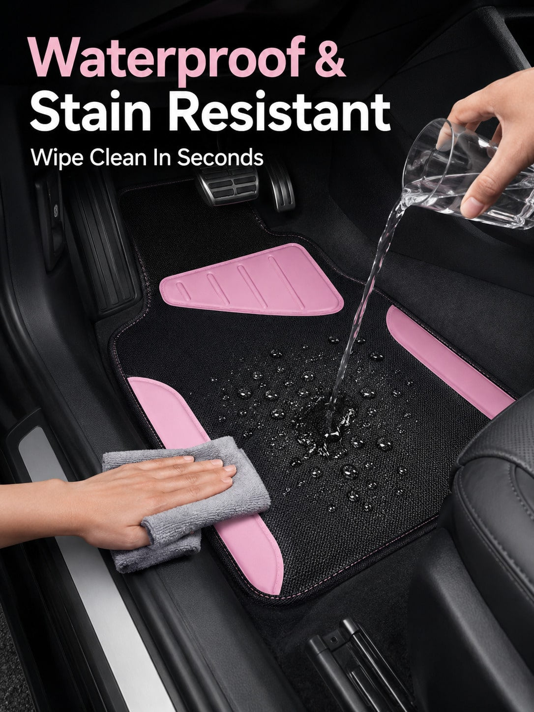 4pcs Set Patterned Car Floor Mats, Simple & Fashionable, Washable, Interior Protection, Suitable For Sedan, Hatchback And SUV, All-Season Use, Essential For Car Owners