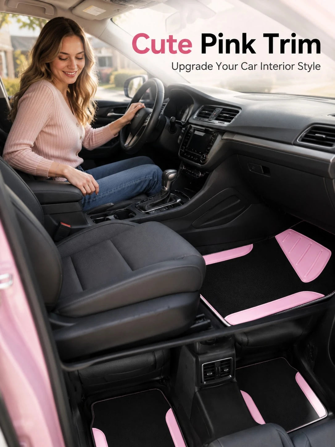 4pcs Set Patterned Car Floor Mats, Simple & Fashionable, Washable, Interior Protection, Suitable For Sedan, Hatchback And SUV, All-Season Use, Essential For Car Owners