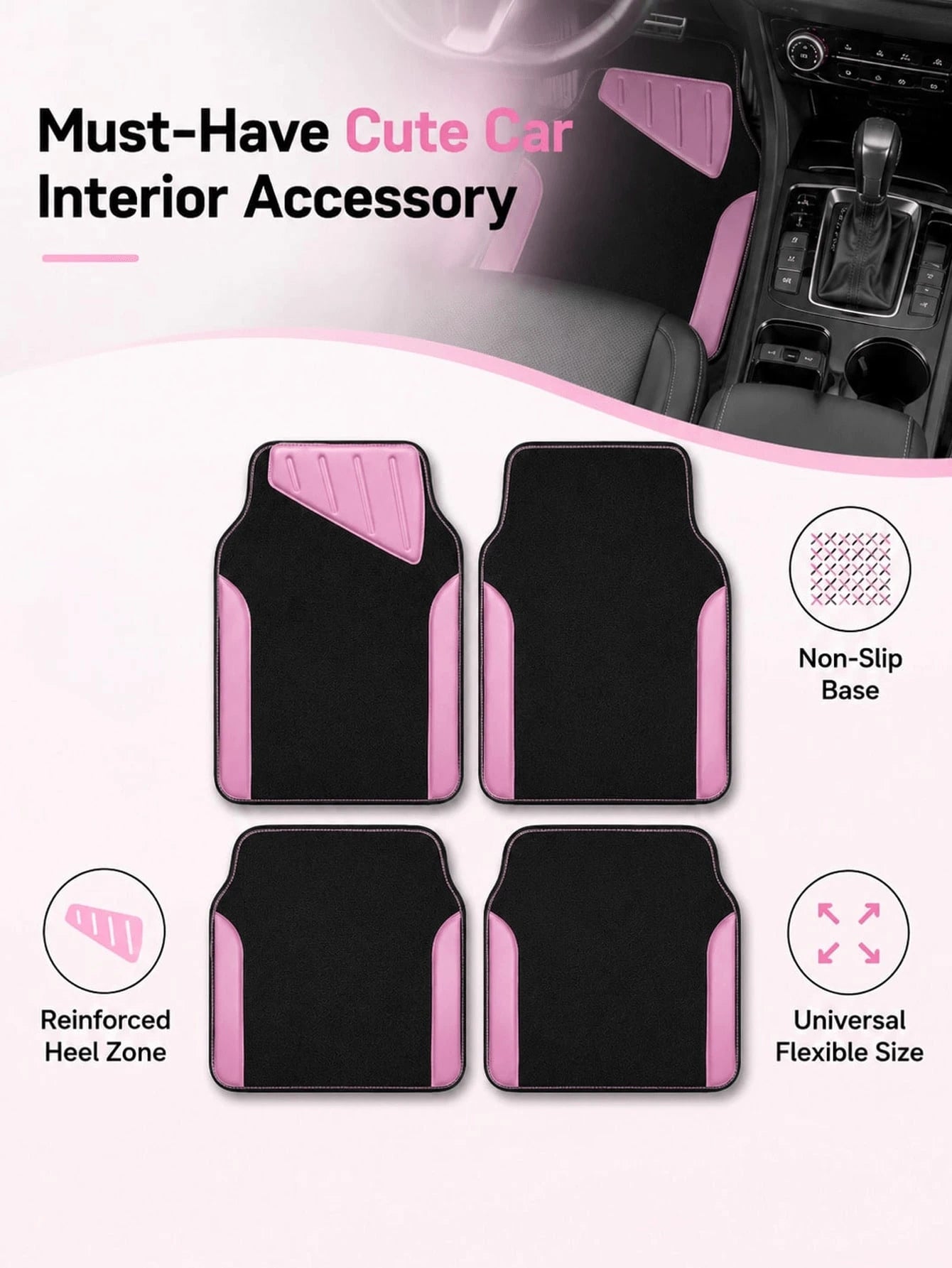 4pcs Set Patterned Car Floor Mats, Simple & Fashionable, Washable, Interior Protection, Suitable For Sedan, Hatchback And SUV, All-Season Use, Essential For Car Owners