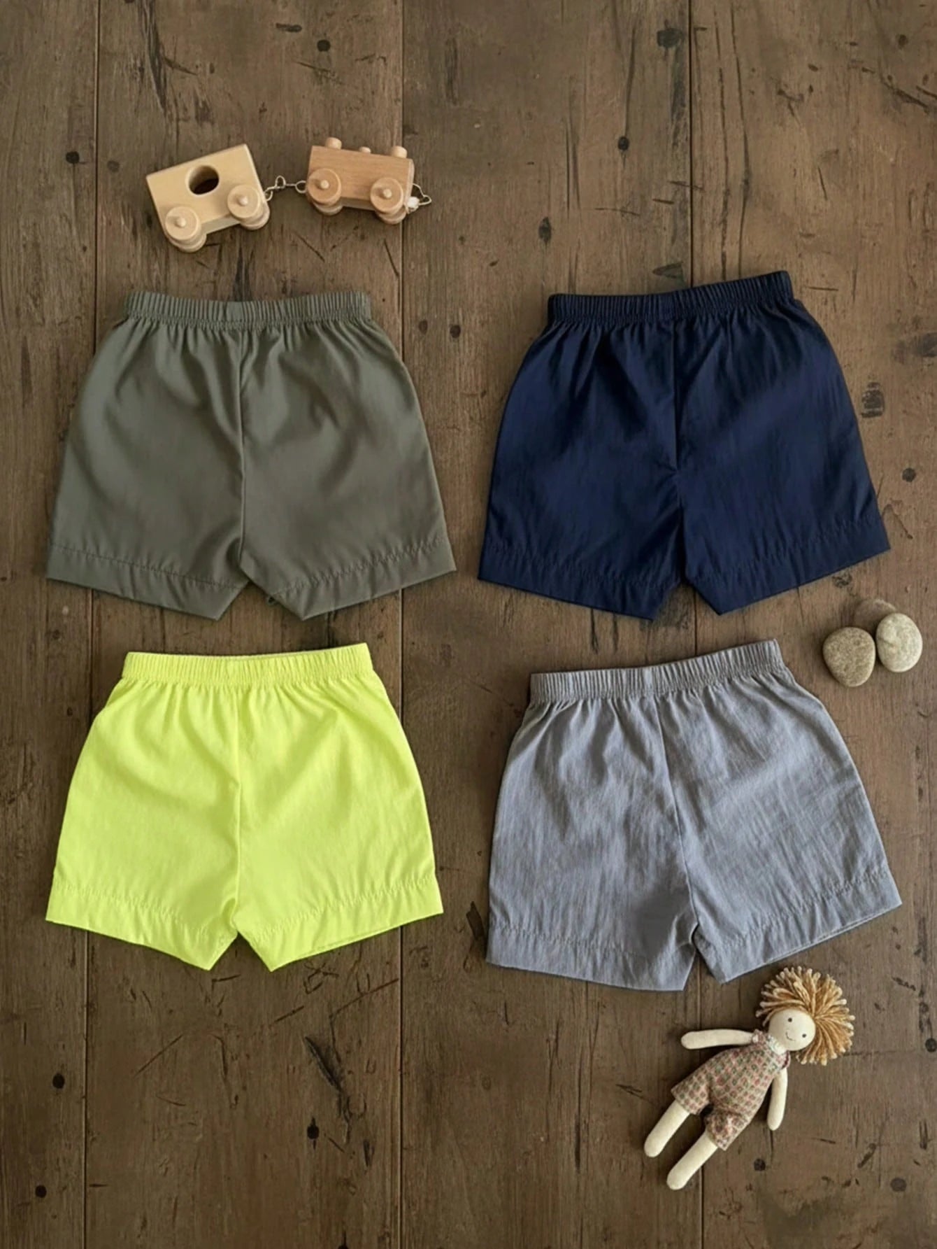 4pcs/Set Toddler Infant Baby Boys Casual Elastic Waist Shorts Sun Protection UPF 40+ Cooling Touch Embroidered Patch Drawstring Design Versatile Style