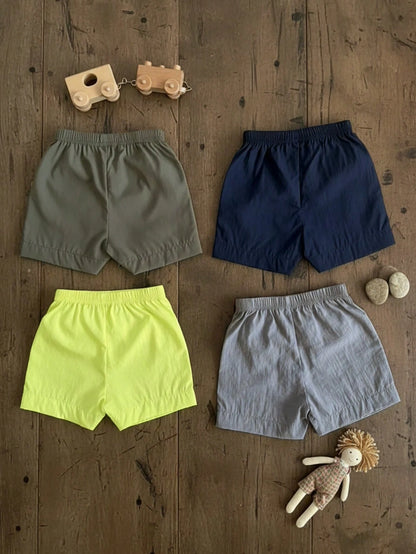 4pcs/Set Toddler Infant Baby Boys Casual Elastic Waist Shorts Sun Protection UPF 40+ Cooling Touch Embroidered Patch Drawstring Design Versatile Style
