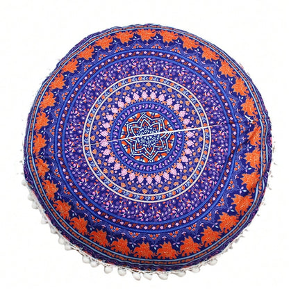 4PCS/SETS, [Round Colorful Meditation Cushion Cover] Mandala Floor Pillow Cover Meditation Cushion Seating Throw Hippie Round Colorful Decorative Bohemian Pouf Ottoman Handmade Cover
