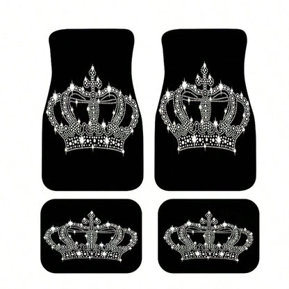 4pcs Shiny Car Floor Mats- Elegant Diamond Design, Easy To Clean, Made Of Anti-Slip Durable Material, Compatible With Sedans, Trucks, SUVs And Universal Models, Fashionable Interior Accessory, Ideal