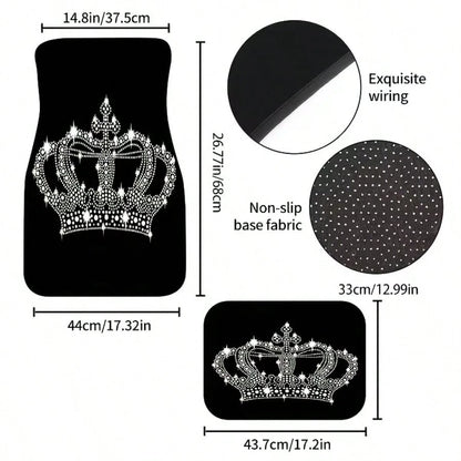 4pcs Shiny Car Floor Mats- Elegant Diamond Design, Easy To Clean, Made Of Anti-Slip Durable Material, Compatible With Sedans, Trucks, SUVs And Universal Models, Fashionable Interior Accessory, Ideal