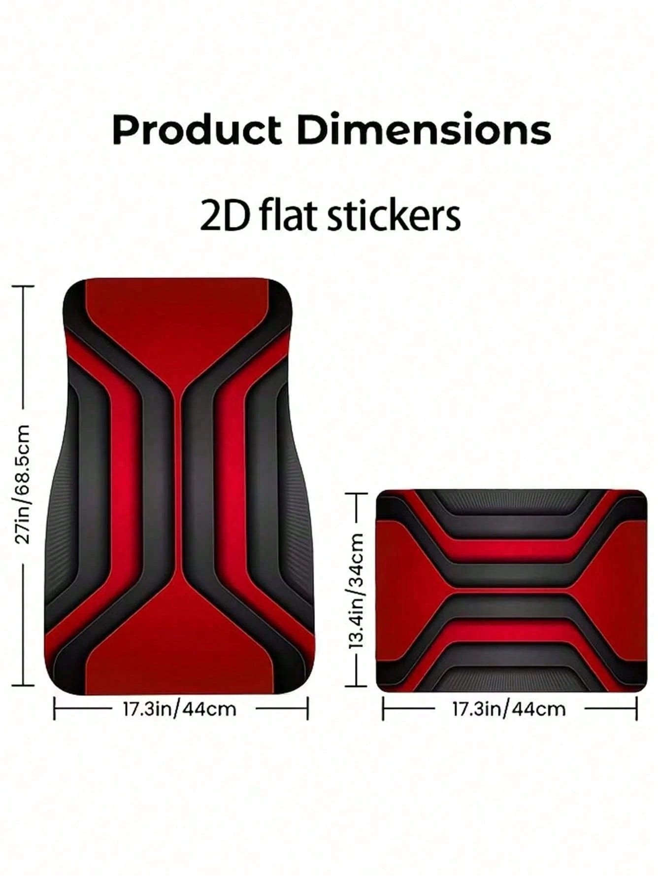 4pcs Universal Car Floor Mat Set- Red & Black Abstract Geometric 2D Print Car Mats, Anti-Slip All-Weather Front & Rear Foot Pads, Fashionable Car Interior Decor Suitable For Sedan, SUV, Truck, Van