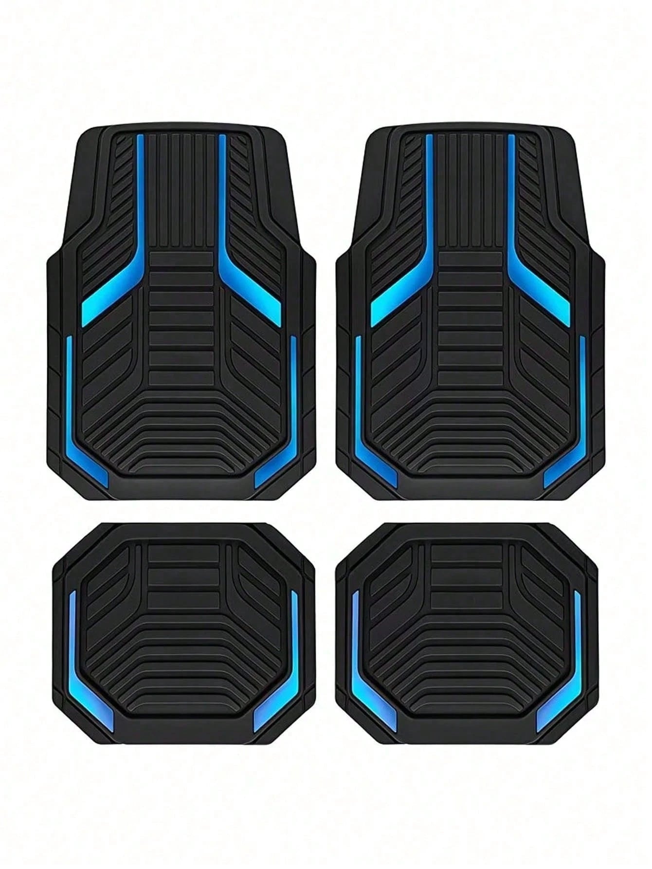 4pcs Universal Car Floor Mats Set- Red & Black Abstract Geometric 2D Print Car Interior Liners, Non-Slip All-Weather Front & Rear Floor Mats, Fashionable Interior Accessories For Sedan, SUV, Truck, V
