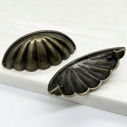 4pcs Vintage Antique Zinc Alloy Half-Moon Drawer Pulls- Kitchen, Vanity, Wardrobe And Drawer Decorative Cabinets, Easy Installation, Shell Pulls