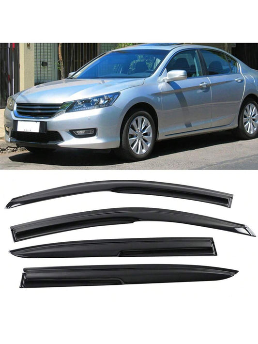 4PCS Window Visors Fit For 2013-2017 Hondas' Accord 4dr Sedan Only, Tape-On Auto Car Window Visors Vent Shade Rain Sun Wind Deflector Guard Holiday Auto Upgrade For Men