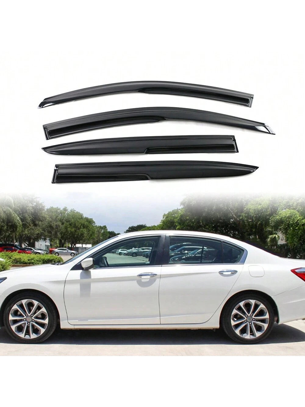 4PCS Window Visors Fit For 2013-2017 Hondas' Accord 4dr Sedan Only, Tape-On Auto Car Window Visors Vent Shade Rain Sun Wind Deflector Guard Holiday Auto Upgrade For Men