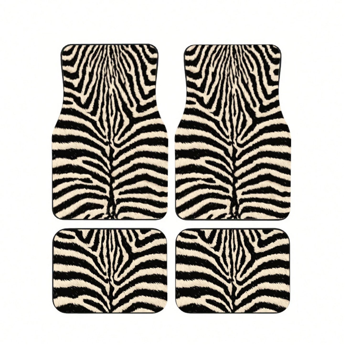 4pcs, Zebra Fur Pattern Printed Car Floor Mats, Full Coverage Car Floor Mats, Universal Model For All Seasons, Suitable For SUV Car Interiors, Car Floor Mats