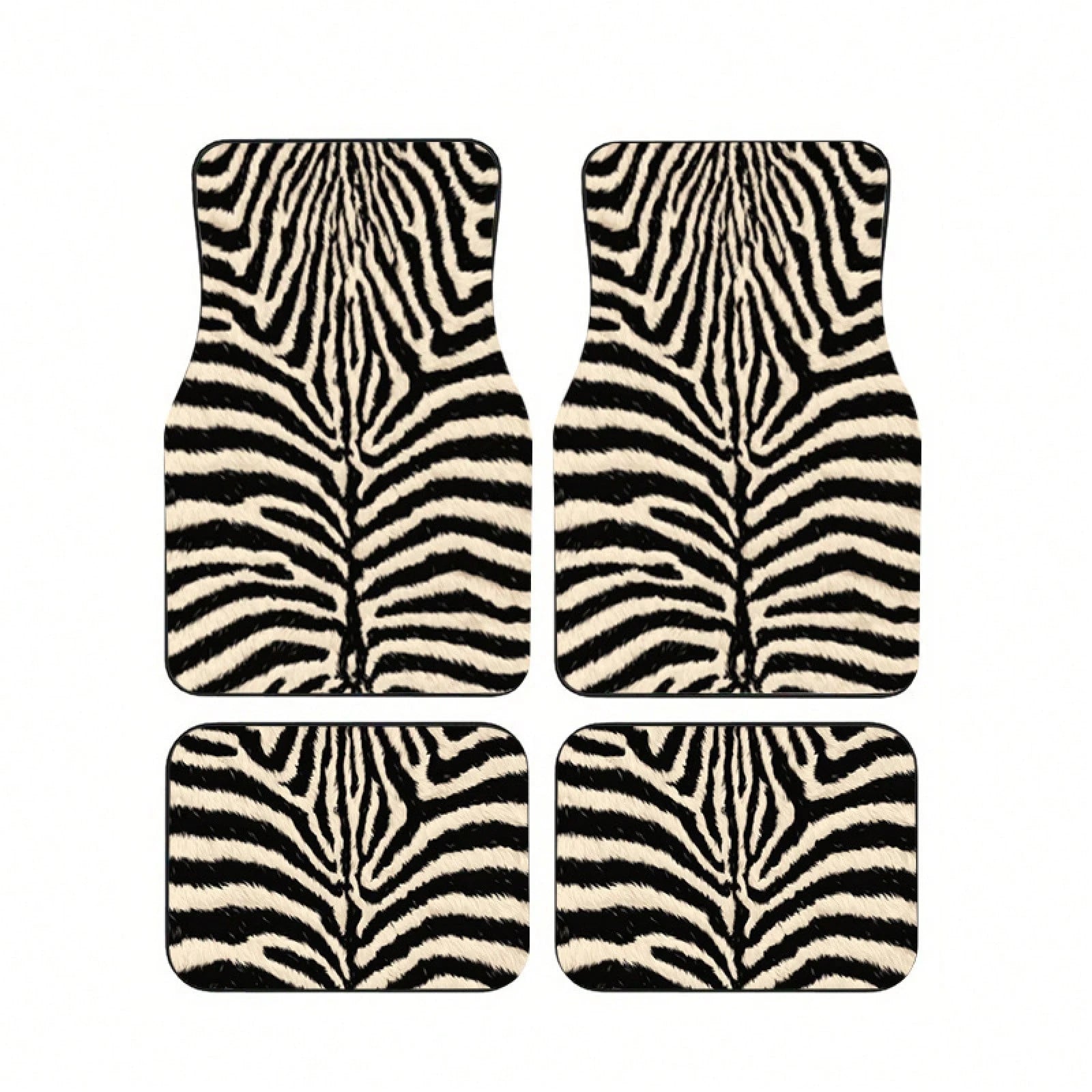 4pcs, Zebra Fur Pattern Printed Car Floor Mats, Full Coverage Car Floor Mats, Universal Model For All Seasons, Suitable For SUV Car Interiors, Car Floor Mats