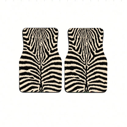 4pcs, Zebra Fur Pattern Printed Car Floor Mats, Full Coverage Car Floor Mats, Universal Model For All Seasons, Suitable For SUV Car Interiors, Car Floor Mats