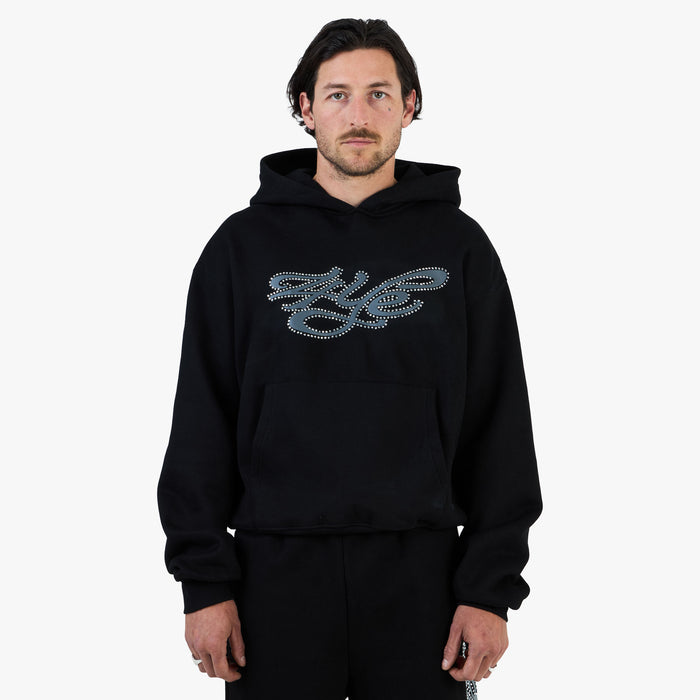 4YE Signature Rhinestone Hoodie / Black