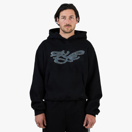 4YE Signature Rhinestone Hoodie / Black