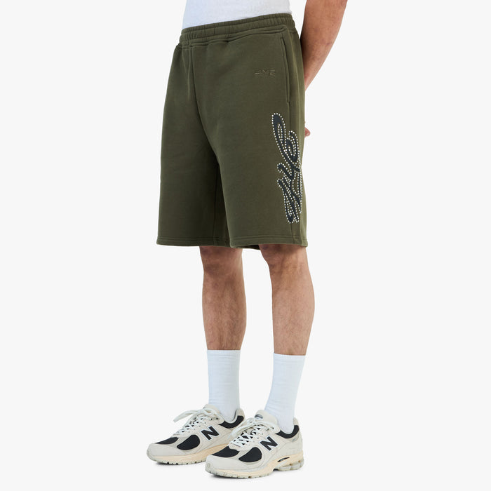 4YE Signature Rhinestone Short / Olive